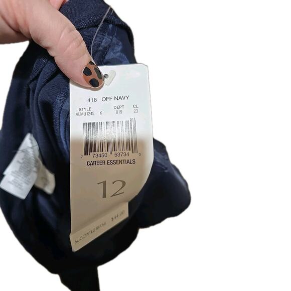 NWT Vtg Villager Navy Blue Straight Leg Formal Trousers Pants Womans Size 12 - Picture 4 of 6